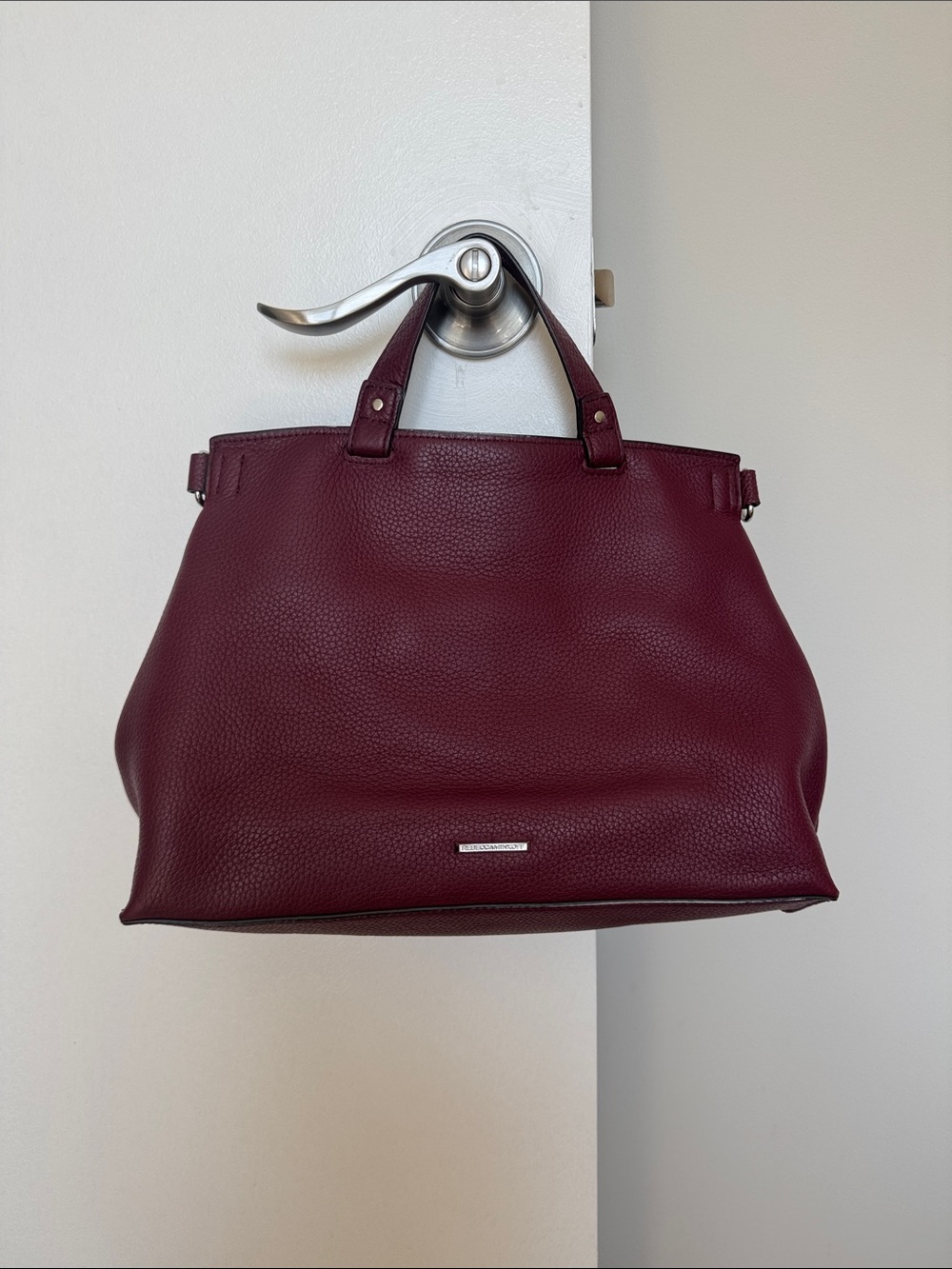 Rebecca Minkoff Keith Medium Satchel Acai Burgundy Leather Suede NWOT - Picture 2 of 13
